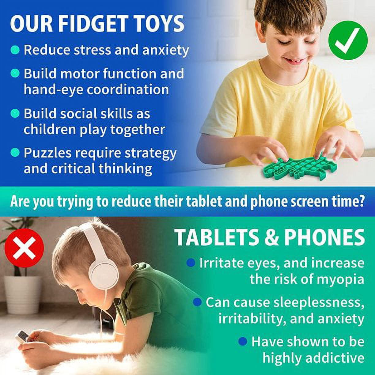 50 Piece Fidget Toys Pack Party Favors Gifts for Kids Adults, Sensory Toy Classroom Prizes Autistic Children Pop Its Bulk Fidgets Stocking Stuffers