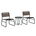 thumbnail image 6 of Freja 3-Piece Mid-Century Modern Faux Rattan Conversation Outdoor Patio Set, Black/Brown, 6 of 6