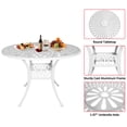 thumbnail image 6 of Withniture 42 INCH Patio Table with Umbrella Hole, Outdoor Round Cast Aluminum Bistro Table White, 6 of 6