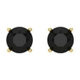 thumbnail image 3 of 14K Solid Gold Screw Back Stud Earrings for Women | 2 cttw Round Cut Natural Onyx | Yellow Gold, 3 of 5