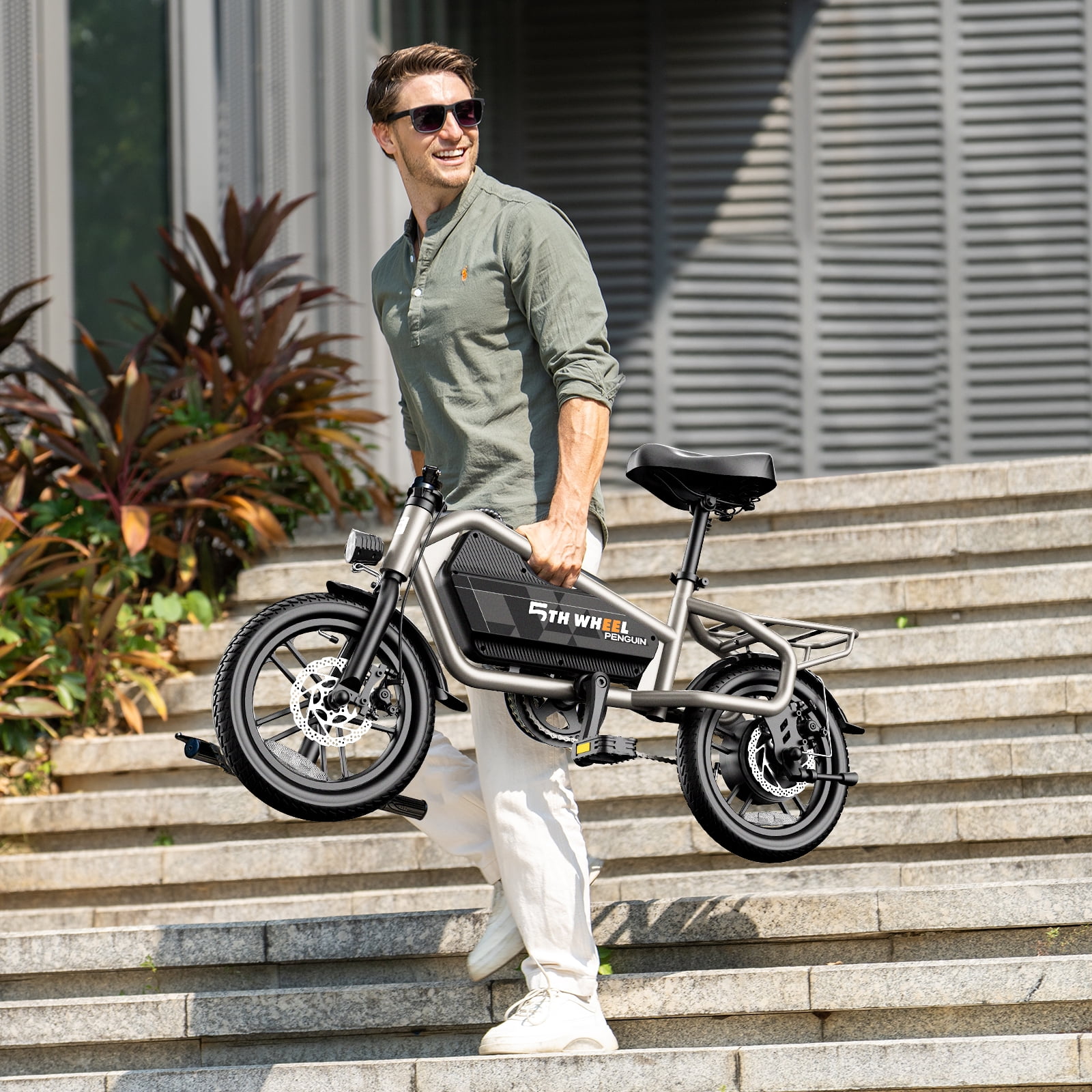 5TH WHEEL 14" Electric Bike for Adults with 650W Peak Motor Electric Bicycle, 36V 7.8Ah Battery Ebike, UL2849