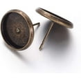 thumbnail image 2 of 50Pcs Antique Bronze Brass Blank Round Bezel Tray Cabochon Setting Post Stud Earrings 12mm Inner Diameter, 2 of 2