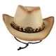thumbnail image 4 of Sombrero de vaquero occidental, sombrero para el sol con cuerda resistente al viento, sombrero de playa, paja de papel con cuentas Beige, 4 of 7