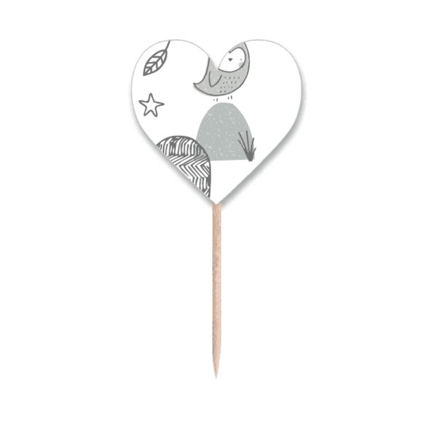 Cartoon Oiseau Cage Herbe Modèle Nordique Cure-Dent Drapeaux Coeur Lable Cupcake Pics