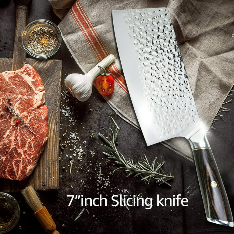 Kitory Meat Cleaver 7'' Heavy Duty Chopper Butcher Knife Bone Cutter  Chinese Kitchen Chef's Chopping Knife for Meat, Bone- Full Tang 7CR17MOV  High