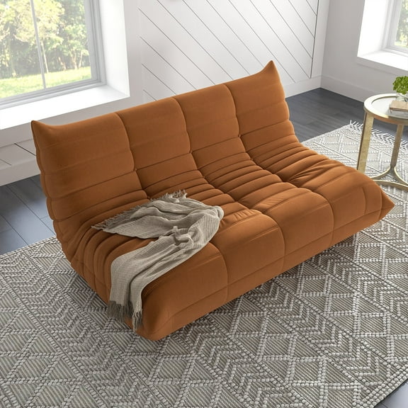 Kinbor 3-Seat Bean Bag Chair, Modern Lazy Sofa Floor Sofa Chair Bean Bag Chair, Big Fireside Bean Bag Lounger for Adults, Brown