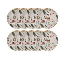 Btomtd 10 Count Christmas Themed Disposable Paper Plates 7" and Cups Set with Gold Stamping, Festive Tableware for Party Banquets and Supplies, Party Paper Playes, Plates