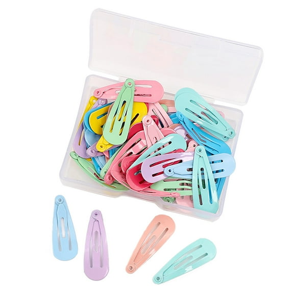50PCS Snap Hair Barrette Pure Color Snap Hair Pin Metal Hair Clip for Kids