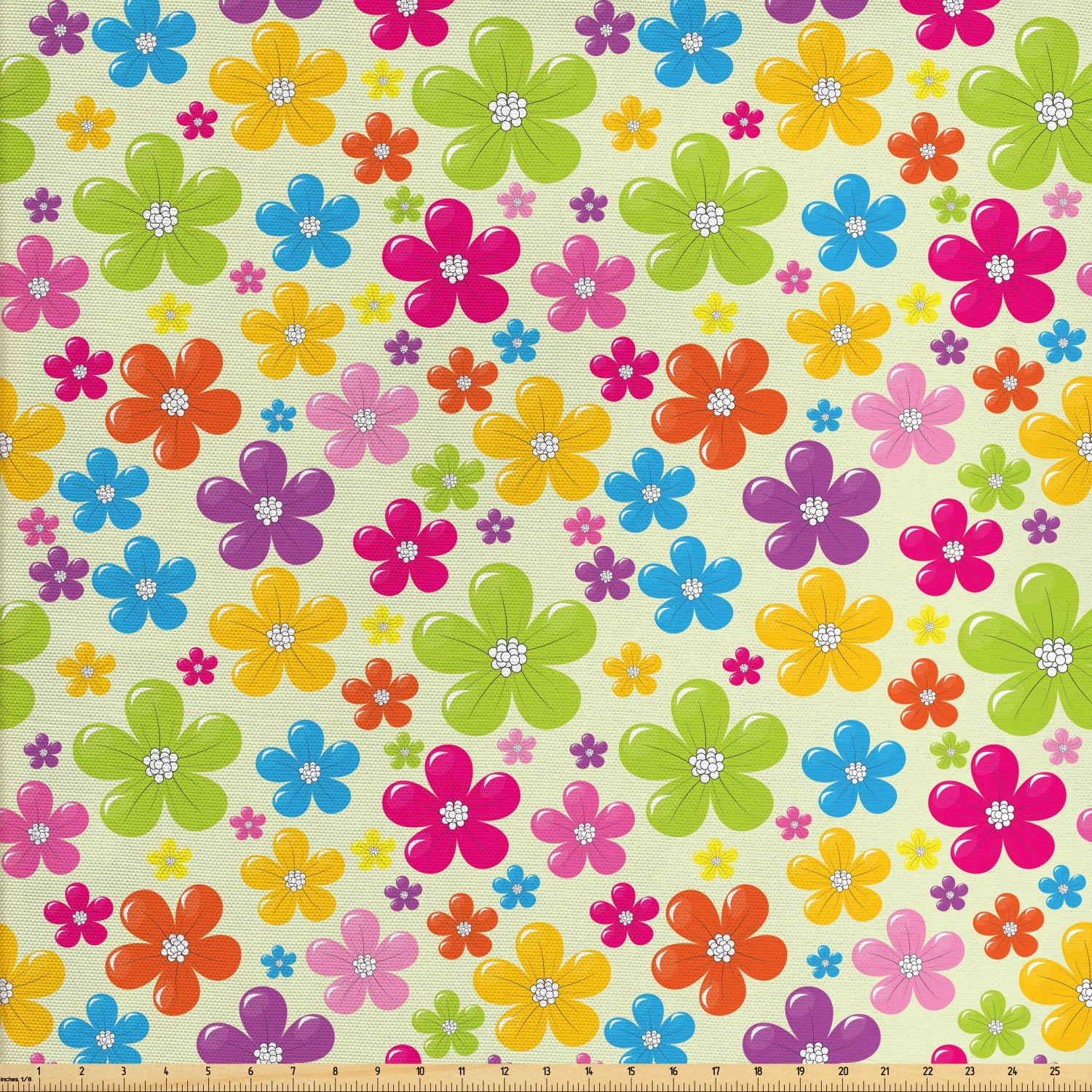 Hippie Fabric by the Yard, Sixties Style Illustration with Peace and Love  Themes Hearts Flowers and Circles, Decorative Upholstery Fabric for Chairs  & Home Accents, 2 Yards, Multicolor by Ambesonne 