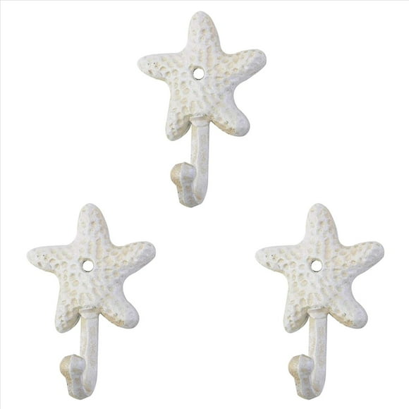 3X Estrella de Mar de Pared Decorativos de Hierro Fundido Abrigos Delantales Sombreros Toallas Playa Océano Tema Chic de Metal