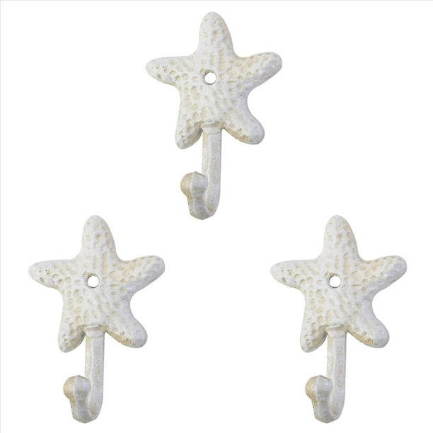 3X Estrella de Mar de Pared Decorativos de Hierro Fundido Abrigos Delantales Sombreros Toallas Playa Océano Tema Chic de Metal