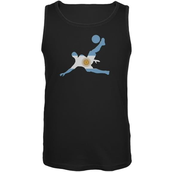 World Cup Argentina Soccer Kick Flag Silhouette Black Adult Tank Top