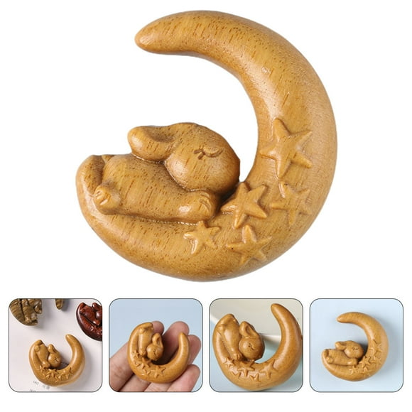 OUNONA Bunny Home Decor Wood Bunny Hanging Light Brown 1Pack For Home Decoration