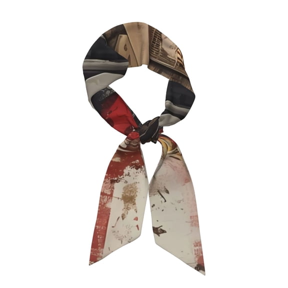 Wukai Bald Eagle Soldier Print Hair Scarf for Women Fashion Silky Satin Headscarf Wrap Breathable Lightweight Neck Scarves For Handbag Accessories