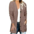 thumbnail image 2 of gakvbuo Long Sleeve Cable Knit Long Cardigan For Women 2024 Fall Winter Open Front Chunky Button Knit Sweaters Cardigan Sweater Outerwear Coats With Pocket, 2 of 5