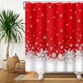 thumbnail image 5 of Duangreer Winter Snowflake Christmas Bathroom Decor with 12 Hooks, Red Xmas Snowflake Waterproof Fabric Shower Curtain, 72"x84", 5 of 5