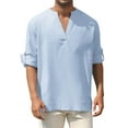 thumbnail image 2 of Mens V Neck Shirts Lightweight Long Sleeve Tshirts Shirt Casual Solid Color Pullover Breathable Basic Loungewear Beach T-Shirts Tops, 2 of 8
