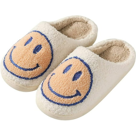 

Smiley Face Slippers For Women And Men Fuzzy Fluffy Slippers Warm Cozy House Slippers Slip-on Indoor Outdoor Slippers