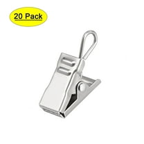 18mm Clip Length Curtain Clips with Hook Metal Silver Tone 20 Pack