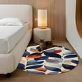 thumbnail image 3 of Navy Blue Burnt Orange Round Area Rug 4 FT, Non Slip Indoor Outdoor Rug, Botanical Abstract Palm Leaf Washable Soft Circular Carpet Non-Shedding Floor Mat for Coffee Table Nursery Foyer Balcony, 3 of 8
