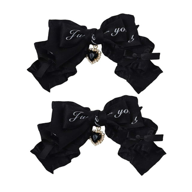 2 pinzas para el pelo con lazo Lolita para cosplay, regalos de Navidad para mujer, horquillas con lazo gótico geniales Negro