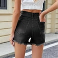 thumbnail image 6 of Wensltd Summer Jean Shorts for Women Mid Waisted Button Zipper Ripped, 6 of 8