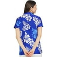 thumbnail image 2 of Stylore Womens Hawaiian Shirt Short Sleeve Blouse Sh Hibiscus Blue White XS, 2 of 7