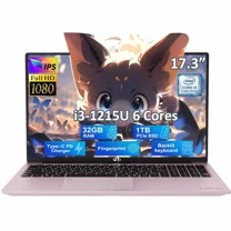 17.3" IPS FHD-Laptop, Intel 6 Cores I3-1215U 32GB RAM 1TB SSD (Beat R5 7520U, Up to 4.4GHz) Student-Computer with 65W Type C Backlit Keyboard Fingerprint, for Home and Business