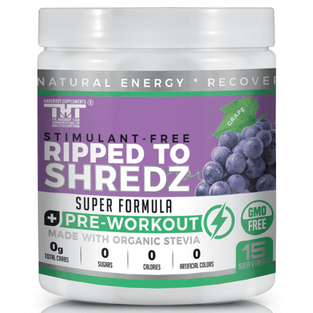 Ripped to Shredz Pre Workout Powder for Men & Women. Quality Energy Drink Sweetened with Organic Stevia that improves Energy, Focus and Performance (CAFFEINE