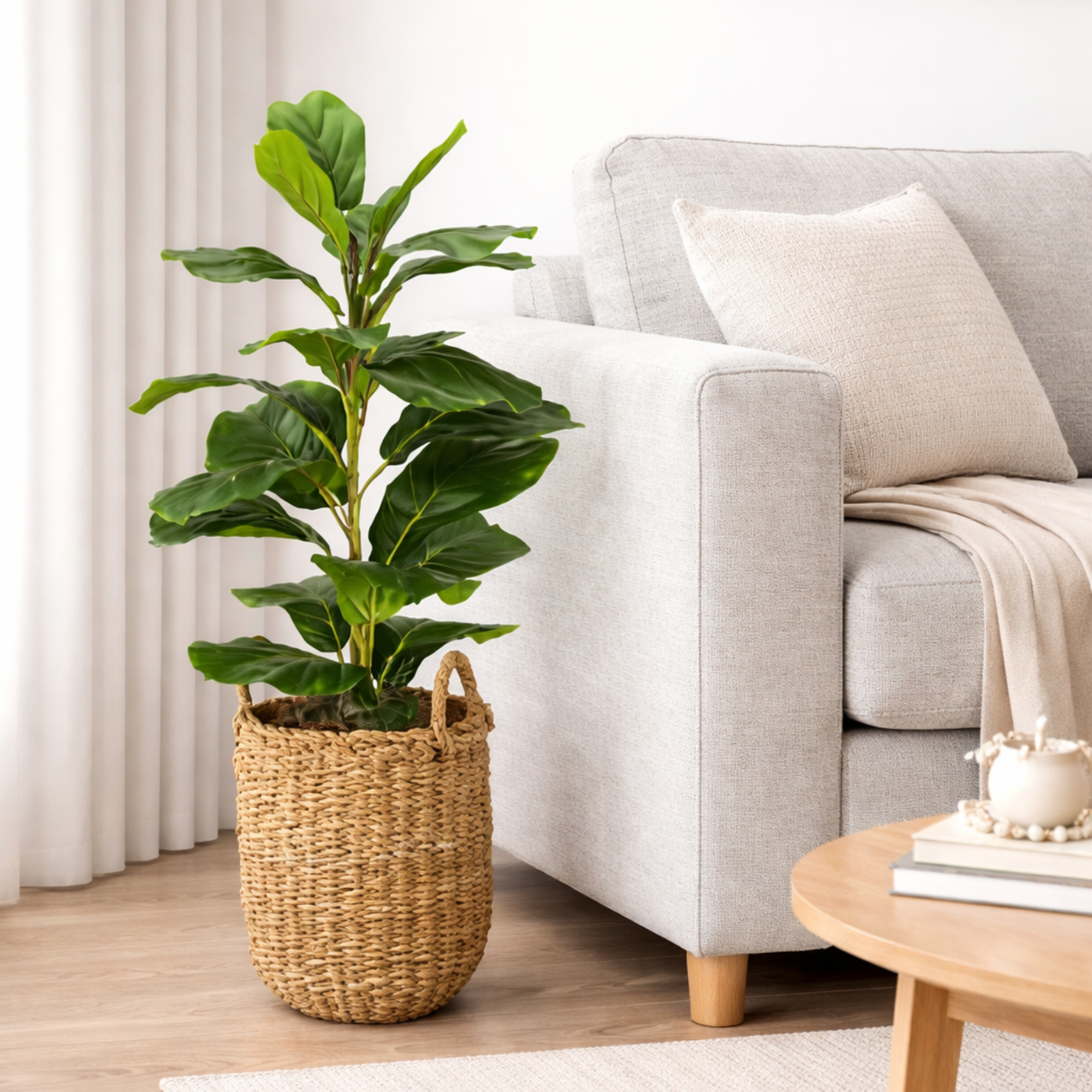 LCG Florals 2.5 Ft Artificial Fig Plant in Handwoven Basket photo 1