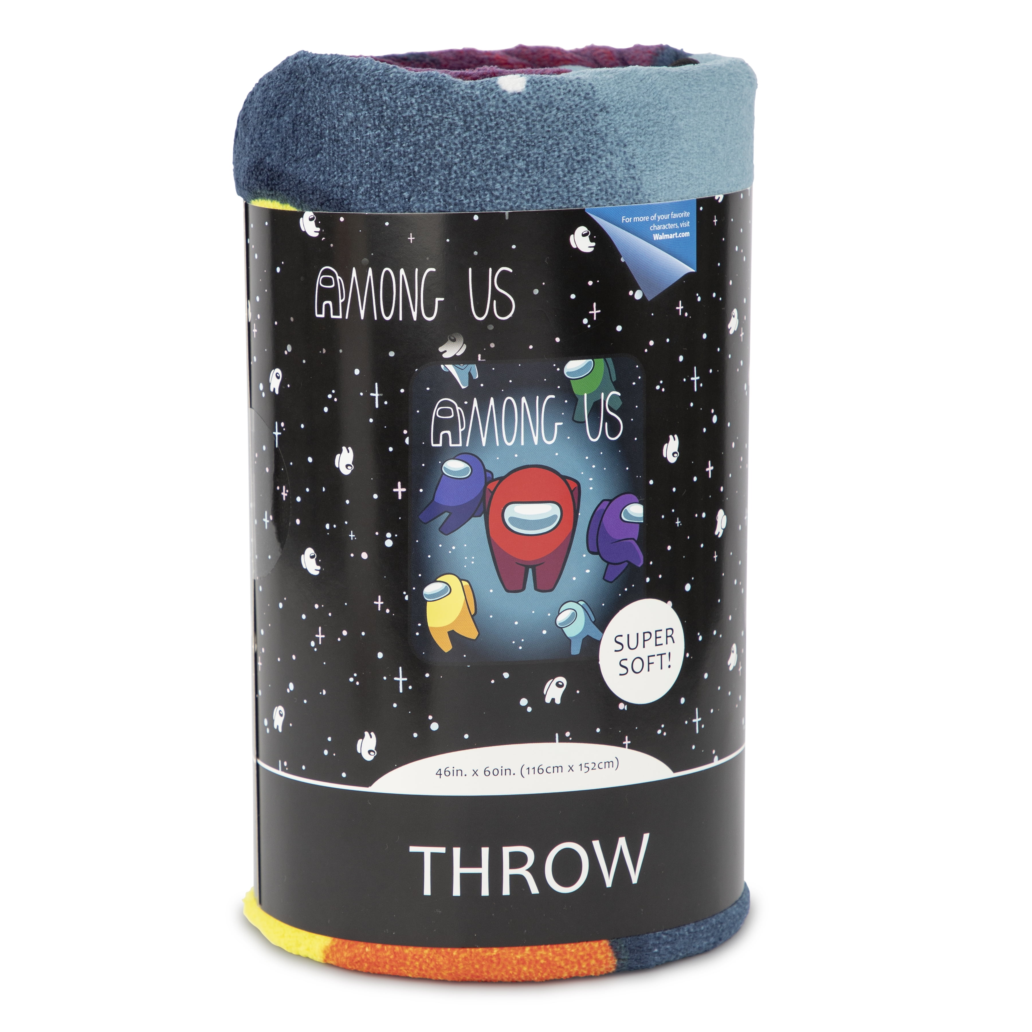 Among Us Crewmates Kids Throw 46 x 60 Microfiber Black Innersloth Gaming Bedding
