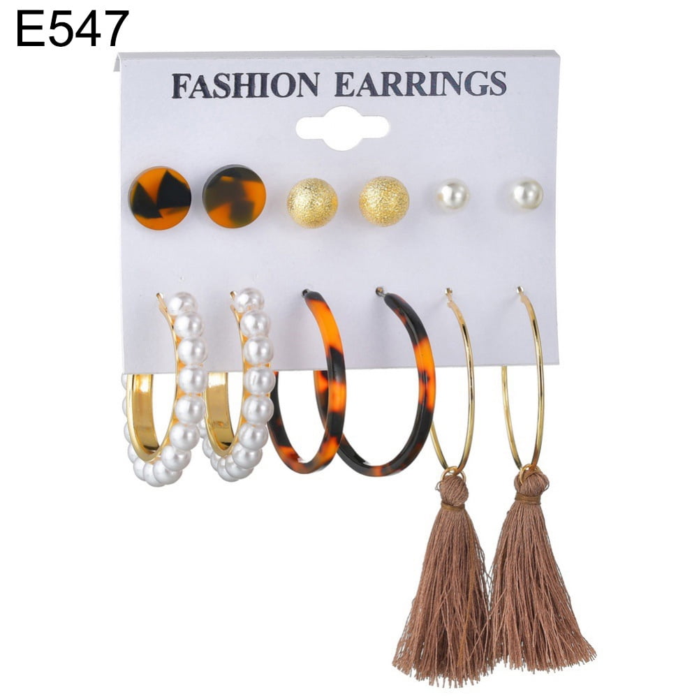 Ladiy 6Pairs Women Fashion Geometry Leaf Hollow Out Stud Drop Earrings Set Stud Ladiy 6Pairs Women Fashion Geometry Leaf Hollow Out Stud Drop Earrings Set Stud