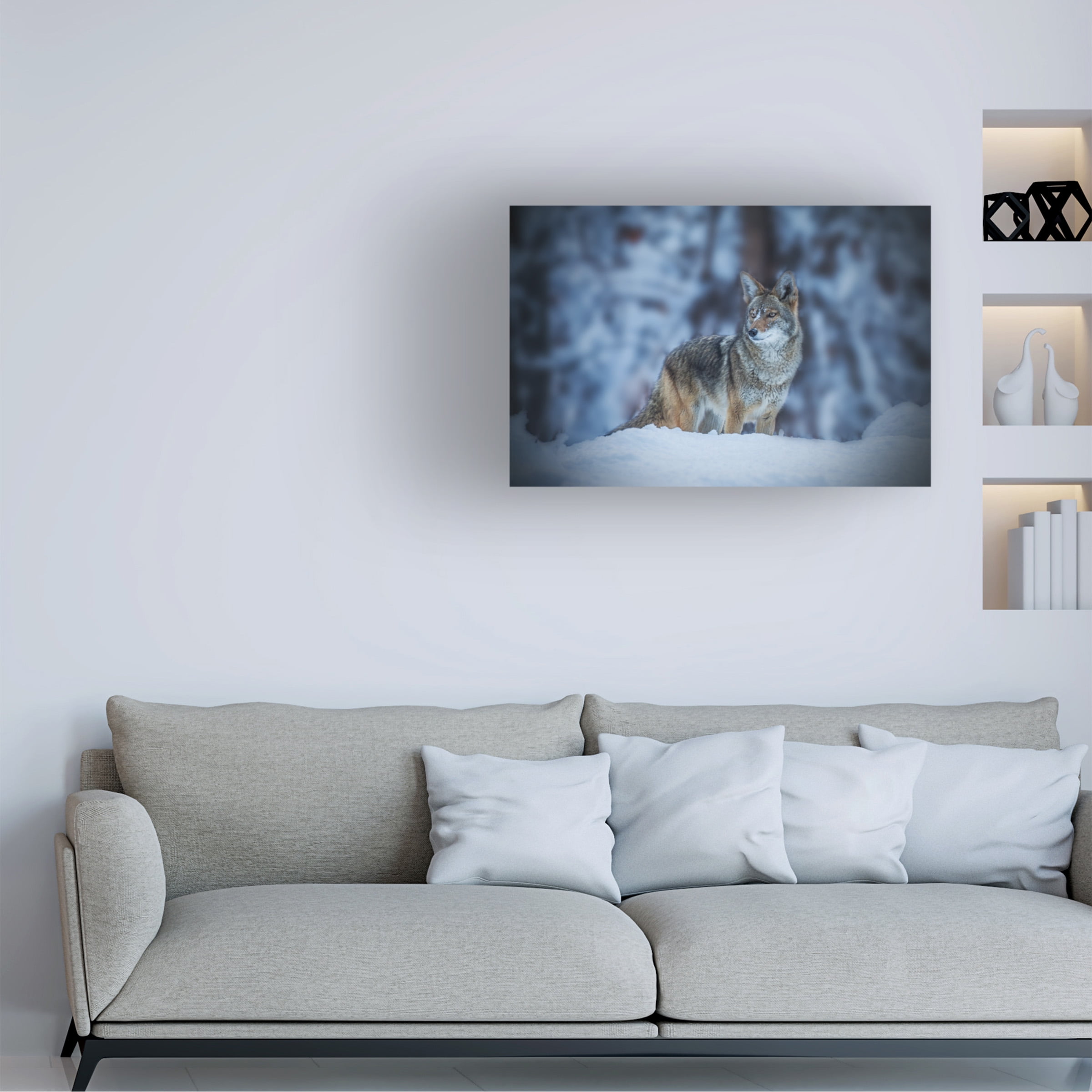Jenny Qiu 'Coyote In Winter' Canvas Art