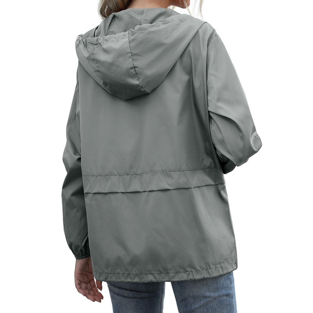 Women's Waterproof Spring Jacket Zipper Fully Taped Seams Rain Coat Spring Autumn Parka (Light Gray, L) - image 3 of 11