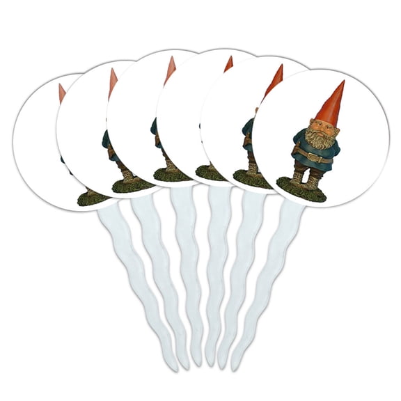 Garden Gnome Cupcake Picks Toppers - Set of 6