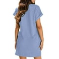 thumbnail image 7 of Ltctricy Women's T Shirt Dress Solid Color Short Sleeve Crew Neck Tunic Dress Summer Casual Mini Dresses with Pockets, 7 of 7