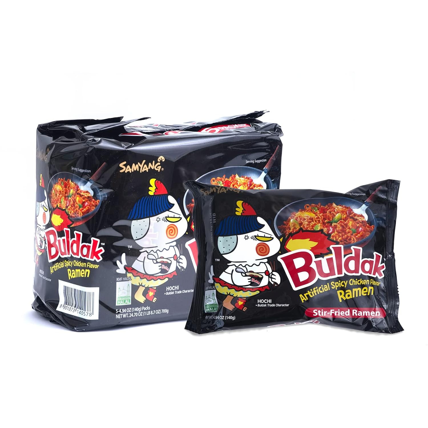Top Two Spicy Chicken Hot Ramen noodle Buldak Variety 10 pack (5 each:Hek Nuclear,Original)