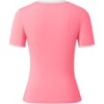 thumbnail image 4 of Womens Summer Tops Womens U Neck Tops Women Summer Short Sleeve Crewneck Stripe Shirts Slim Fit Ribbed Knit Basic Tee Graphi, 4 of 7