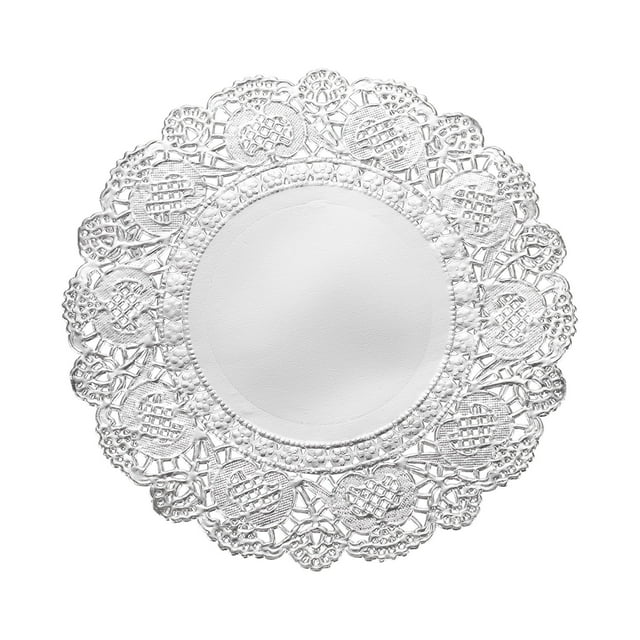 Uxcell 250 Pcs Servilletas de Papel de 4.3 Pulgadas Redondas de Encaje Decorativas, Papeles Desechables para Comidas y Fiestas, Plateado