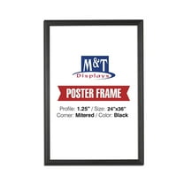 M&T Displays Snap Frame, 24X36 Poster Size, 1.25" Mitered Corner, Professional, Front Loading (Black)