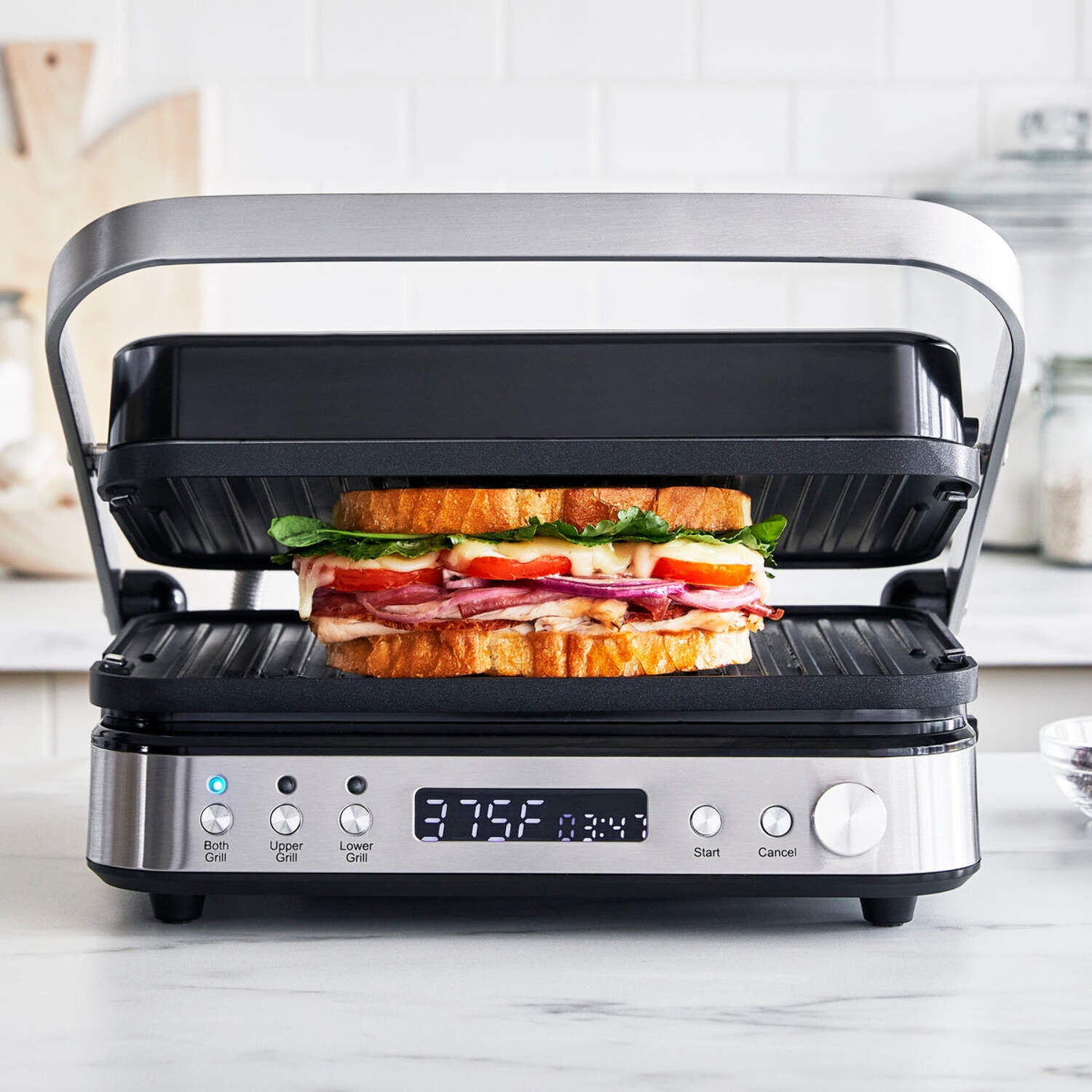 GreenPan Ceramic Nonstick 7-in-1 Grill, Griddle & Waffle Maker | Stainless Steel