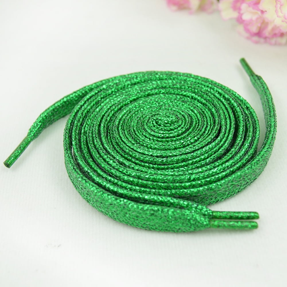 1 Pair Metallic Glitter Flat Shoelaces Bootlaces Shoes Decor 60-180cm Fashion