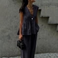 thumbnail image 5 of FNFYFH Womens Two Piece Set Sleeveless V Neck Peplum Vest Wide Leg Pant Suits Business Casual Outfits Summer Vacation Outfits, 5 of 10