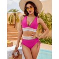 thumbnail image 5 of YourLovely Women High Waisted Bikini Sets Tummy Control Swimsuits Color Block Two Piece Drawstring Bathing Suit, 5 of 5