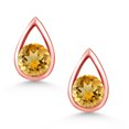 thumbnail image 2 of Gem Stone King 18K Rose Gold Plated Silver Yellow Citrine Teardrop Stud Earrings for Women Men (1.45 Cttw, Gemstone November Birthstone, Round 5MM), 2 of 4