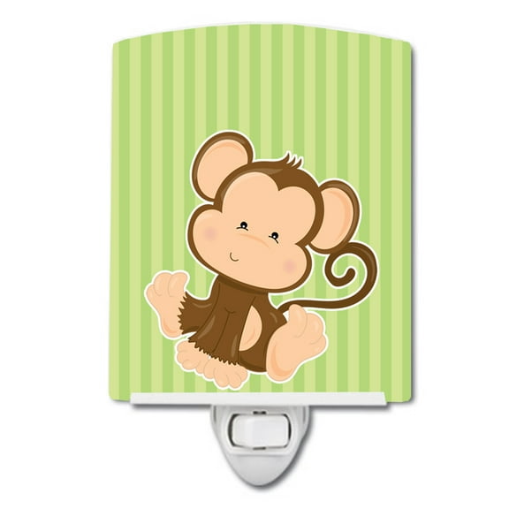 Caroline's Treasures BB8608CNL Monkey on Stripes Ceramic Night Light, 6x4x3", multicolor