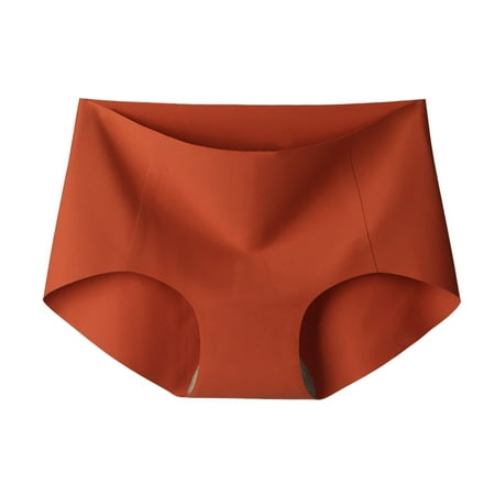 Scyoekwg Womens Underwear Hipster Panties Knickers Solid Color Stretchy Comfort High Waisted Underwear Ladies Underpants Underpants(Orange L)