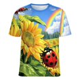 thumbnail image 5 of Ladybug Sunflower Rainbow Womens Tops Women's Fashion Casual Short Sleeve Flower Print Round Neck Pullover Top Blouse, 5 of 6