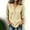 Khaki, variant on Women Diagonal Button Wrap V Neck 3/4 Sleeve Blouses, Crinkled Imitation Linen Loose Curved Hem Tops, Solid Breathable Lightweight Spring Summer Office Daily Casual Tunics(White,L)