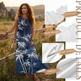thumbnail image 6 of Xixirimido Tree Leaves Blue Print Summer Dresses for Women Linen-like Flowy Casual Sleeveless Maxi Dress Beach Vacation Sundresses with Pockets, XX-Large, 6 of 7